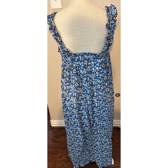 J Crew Cotton voile ruffle-trim shift dress in cobalt floral Size Small - Picture 6 of 8